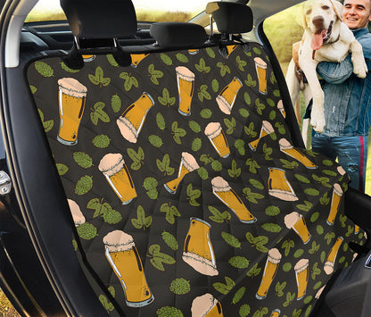Beer Hop Cone And Leaf Pattern Print Pet Car Back Seat Cover