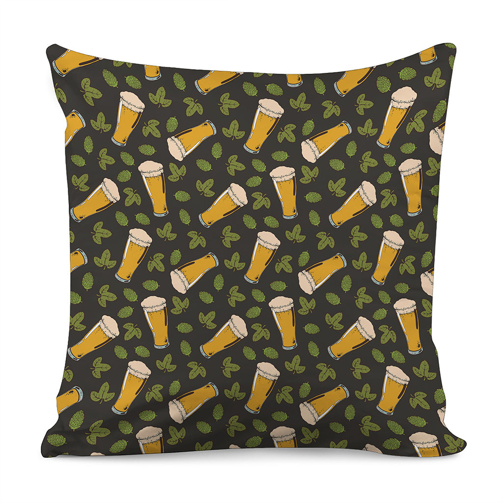 Beer Hop Cone And Leaf Pattern Print Pillow Cover