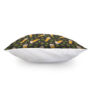 Beer Hop Cone And Leaf Pattern Print Pillow Cover