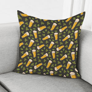 Beer Hop Cone And Leaf Pattern Print Pillow Cover