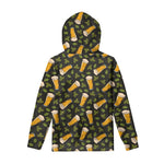 Beer Hop Cone And Leaf Pattern Print Pullover Hoodie