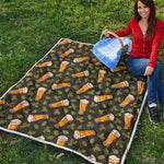 Beer Hop Cone And Leaf Pattern Print Quilt