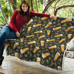 Beer Hop Cone And Leaf Pattern Print Quilt