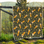 Beer Hop Cone And Leaf Pattern Print Quilt