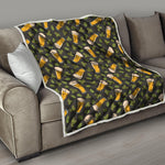 Beer Hop Cone And Leaf Pattern Print Quilt