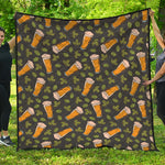 Beer Hop Cone And Leaf Pattern Print Quilt