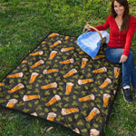 Beer Hop Cone And Leaf Pattern Print Quilt