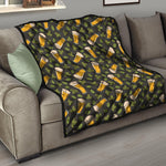 Beer Hop Cone And Leaf Pattern Print Quilt