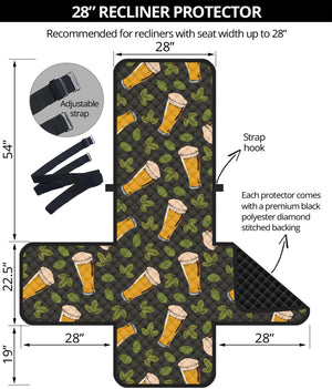 Beer Hop Cone And Leaf Pattern Print Recliner Protector