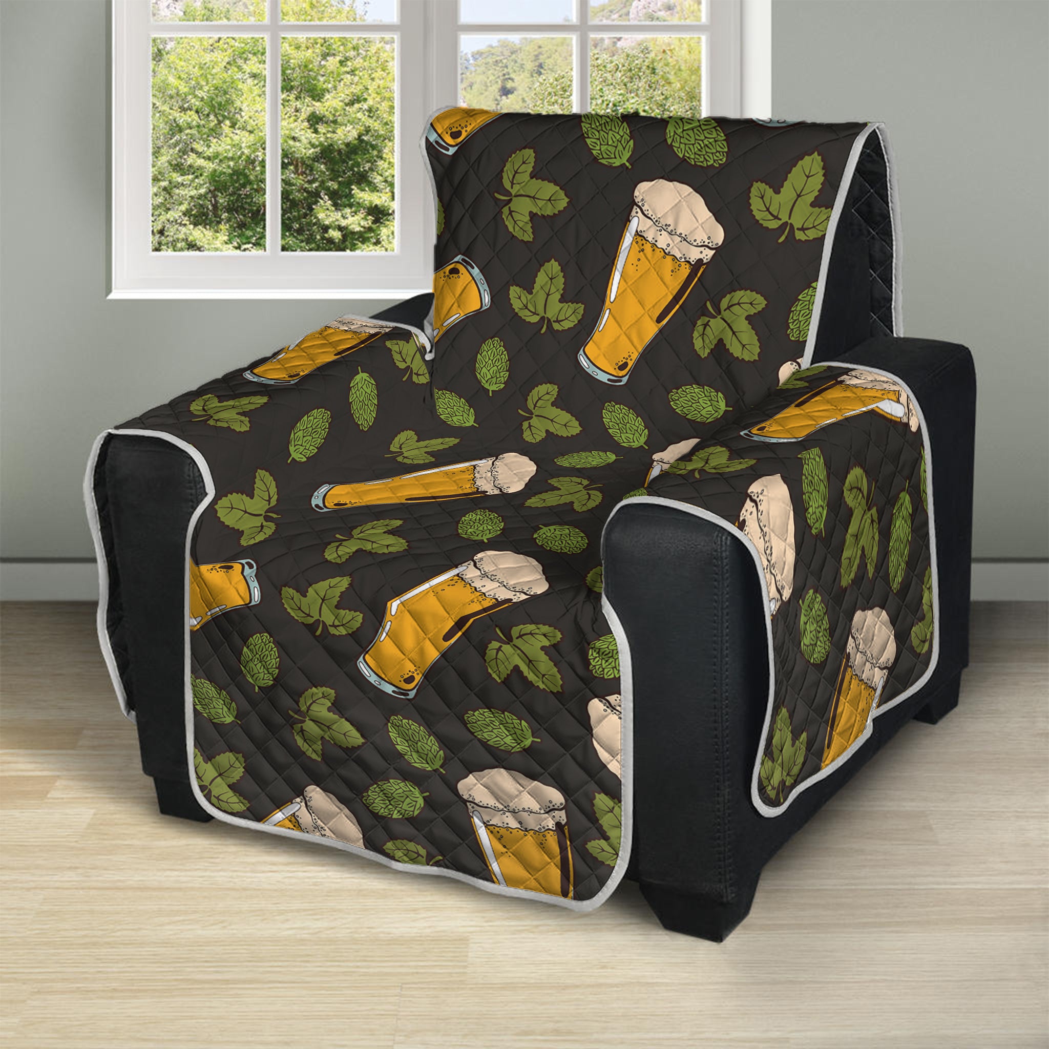 Beer Hop Cone And Leaf Pattern Print Recliner Protector