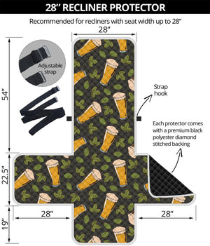 Beer Hop Cone And Leaf Pattern Print Recliner Protector