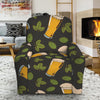 Beer Hop Cone And Leaf Pattern Print Recliner Slipcover