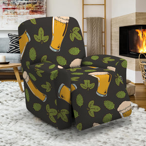 Beer Hop Cone And Leaf Pattern Print Recliner Slipcover