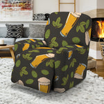 Beer Hop Cone And Leaf Pattern Print Recliner Slipcover