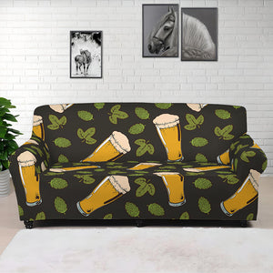 Beer Hop Cone And Leaf Pattern Print Sofa Cover