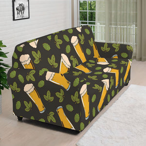 Beer Hop Cone And Leaf Pattern Print Sofa Cover