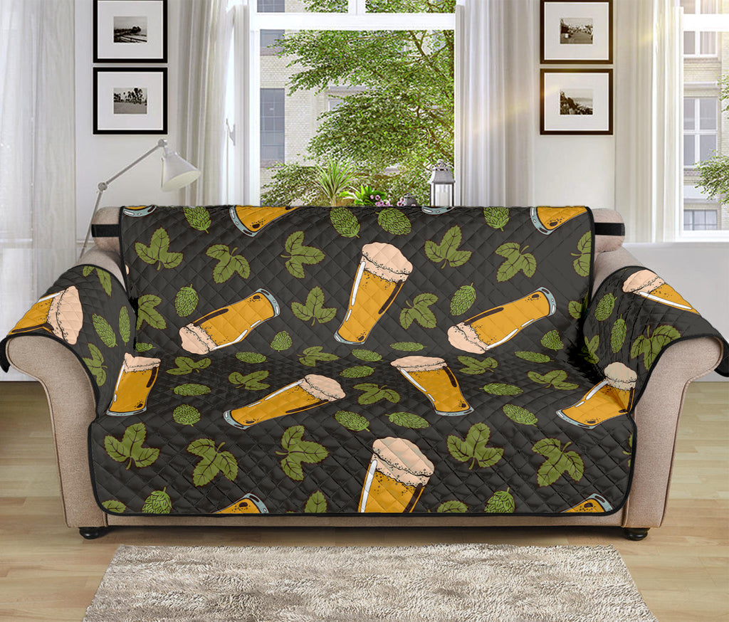 Beer Hop Cone And Leaf Pattern Print Sofa Protector