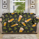 Beer Hop Cone And Leaf Pattern Print Sofa Protector