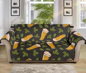 Beer Hop Cone And Leaf Pattern Print Sofa Protector