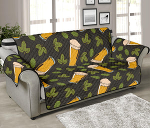 Beer Hop Cone And Leaf Pattern Print Sofa Protector