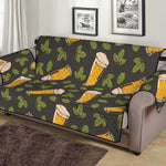 Beer Hop Cone And Leaf Pattern Print Sofa Protector