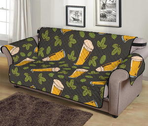 Beer Hop Cone And Leaf Pattern Print Sofa Protector