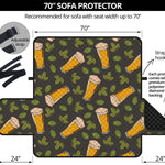 Beer Hop Cone And Leaf Pattern Print Sofa Protector