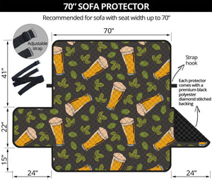 Beer Hop Cone And Leaf Pattern Print Sofa Protector