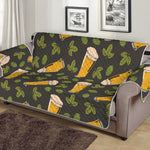 Beer Hop Cone And Leaf Pattern Print Sofa Protector