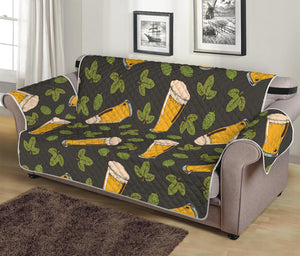 Beer Hop Cone And Leaf Pattern Print Sofa Protector