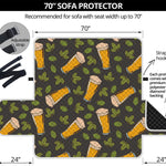 Beer Hop Cone And Leaf Pattern Print Sofa Protector