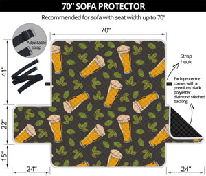 Beer Hop Cone And Leaf Pattern Print Sofa Protector