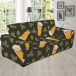 Beer Hop Cone And Leaf Pattern Print Sofa Slipcover