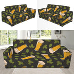 Beer Hop Cone And Leaf Pattern Print Sofa Slipcover