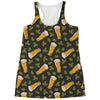 Beer Hop Cone And Leaf Pattern Print Women's Racerback Tank Top