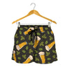 Beer Hop Cone And Leaf Pattern Print Women's Shorts