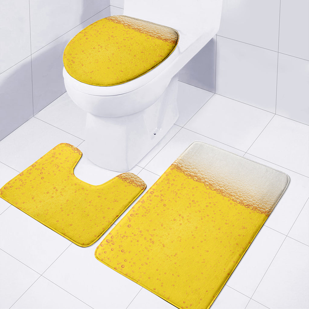 Beer With Foam Print 3 Piece Bath Mat Set