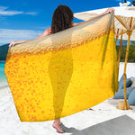 Beer With Foam Print Beach Sarong Wrap