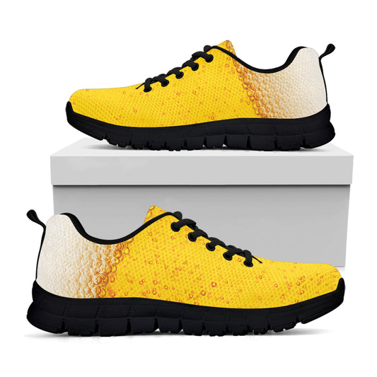 Beer With Foam Print Black Sneakers