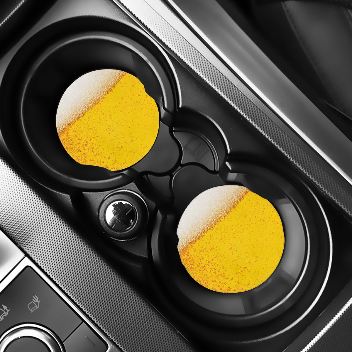 Beer With Foam Print Car Coasters