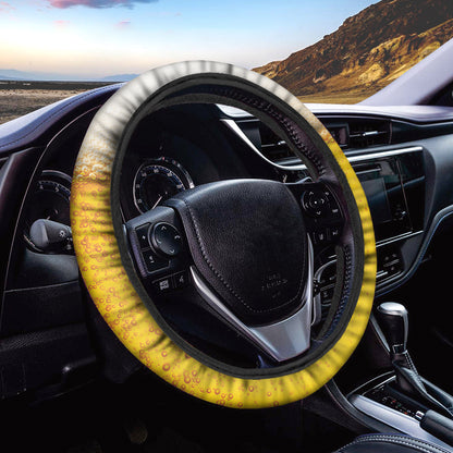 Beer With Foam Print Car Steering Wheel Cover