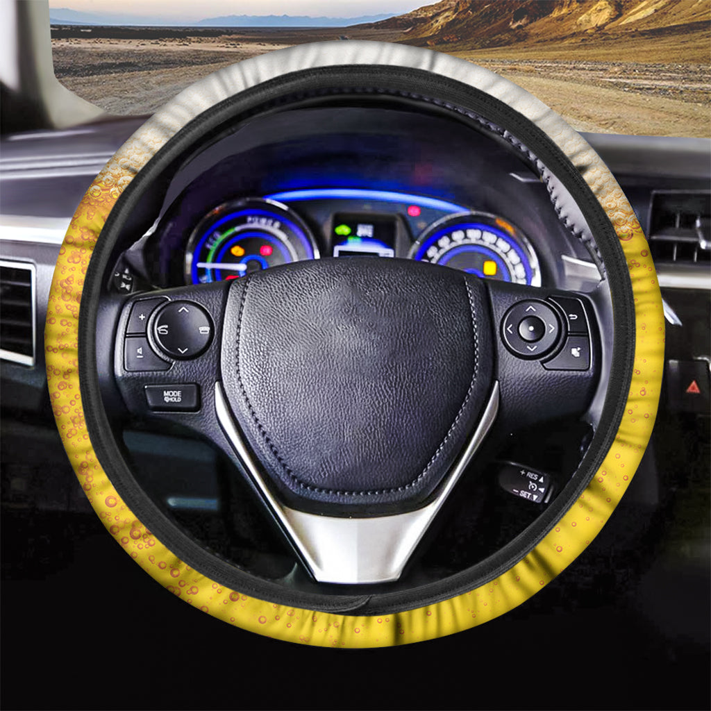 Beer With Foam Print Car Steering Wheel Cover