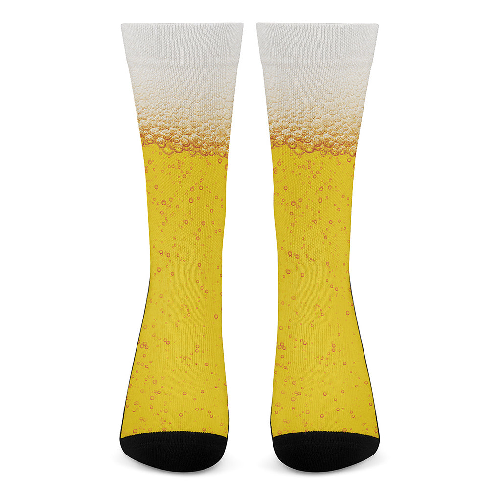 Beer With Foam Print Crew Socks