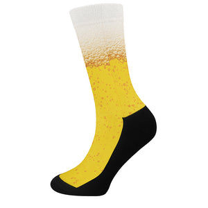 Beer With Foam Print Crew Socks