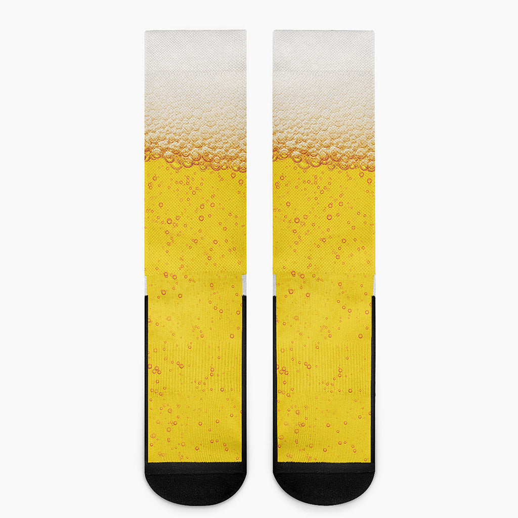 Beer With Foam Print Crew Socks