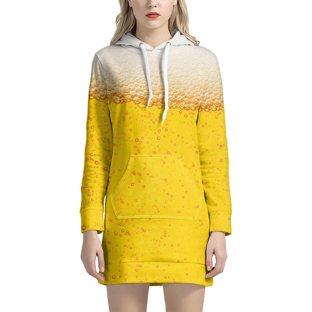 Beer With Foam Print Hoodie Dress