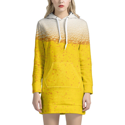 Beer With Foam Print Hoodie Dress