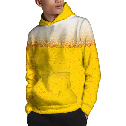 Beer With Foam Print Pullover Hoodie