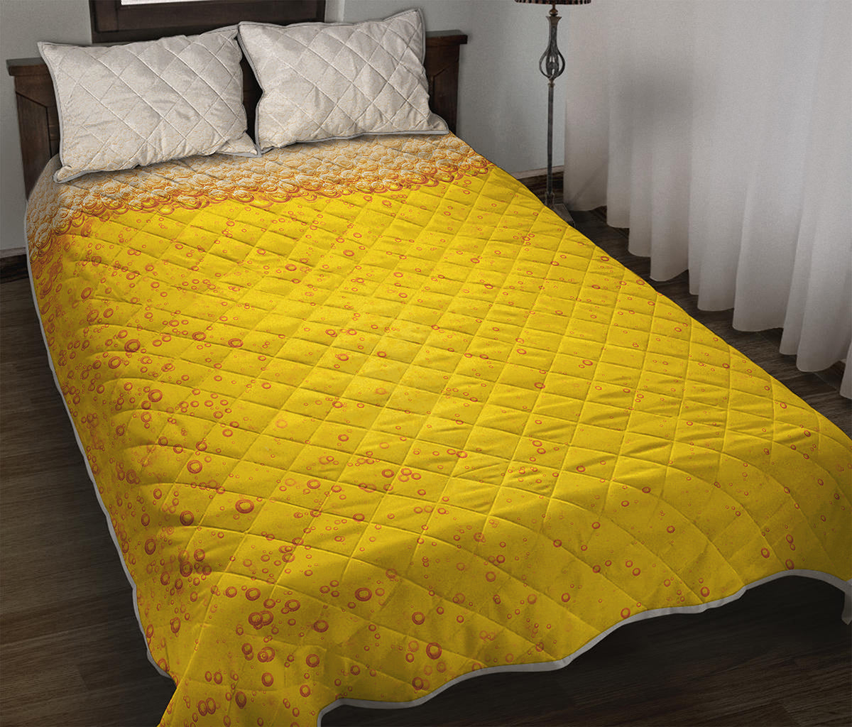 Beer With Foam Print Quilt Bed Set