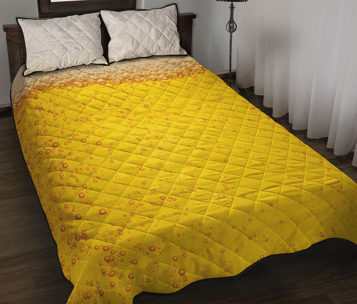 Beer With Foam Print Quilt Bed Set